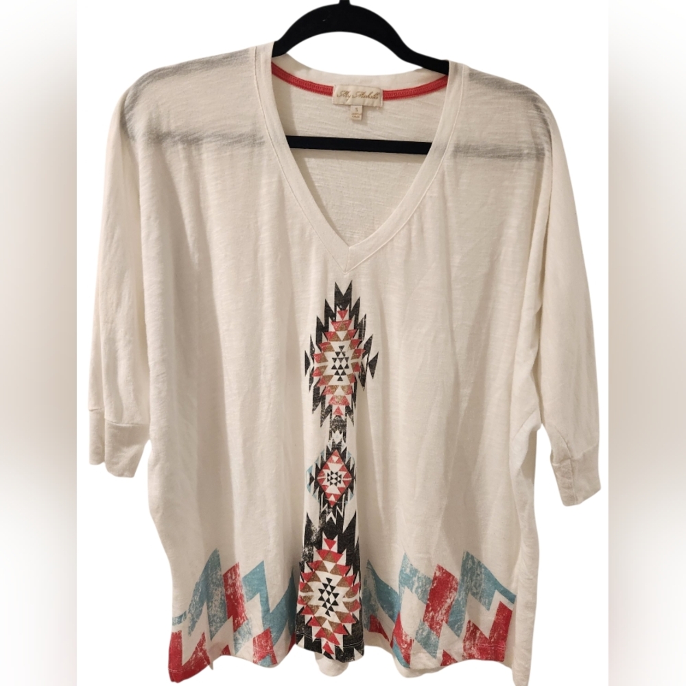 My Michelle Boho Aztec V Neck Tunic Top Size S